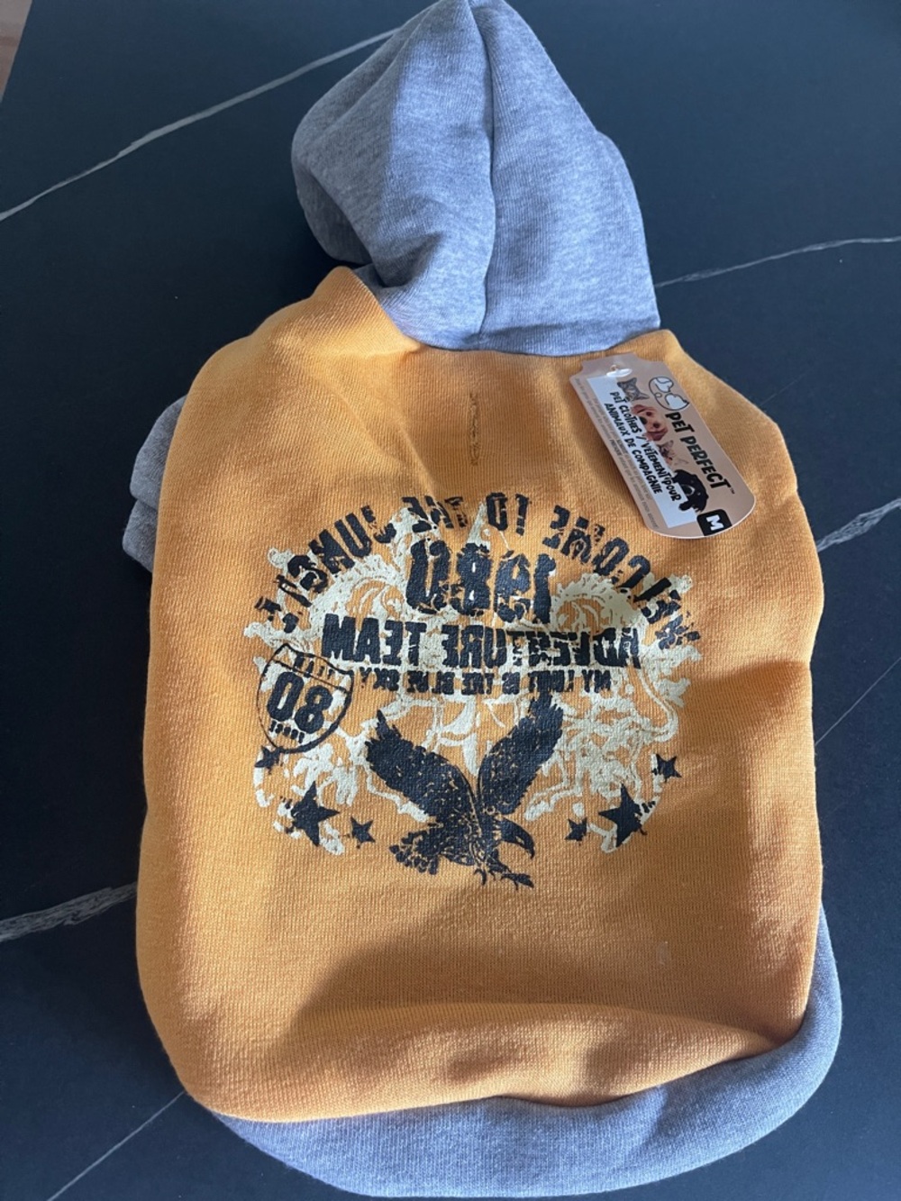Orange & Gray Graphic Dog Hoodie - Cozy Pet Sweatshirt